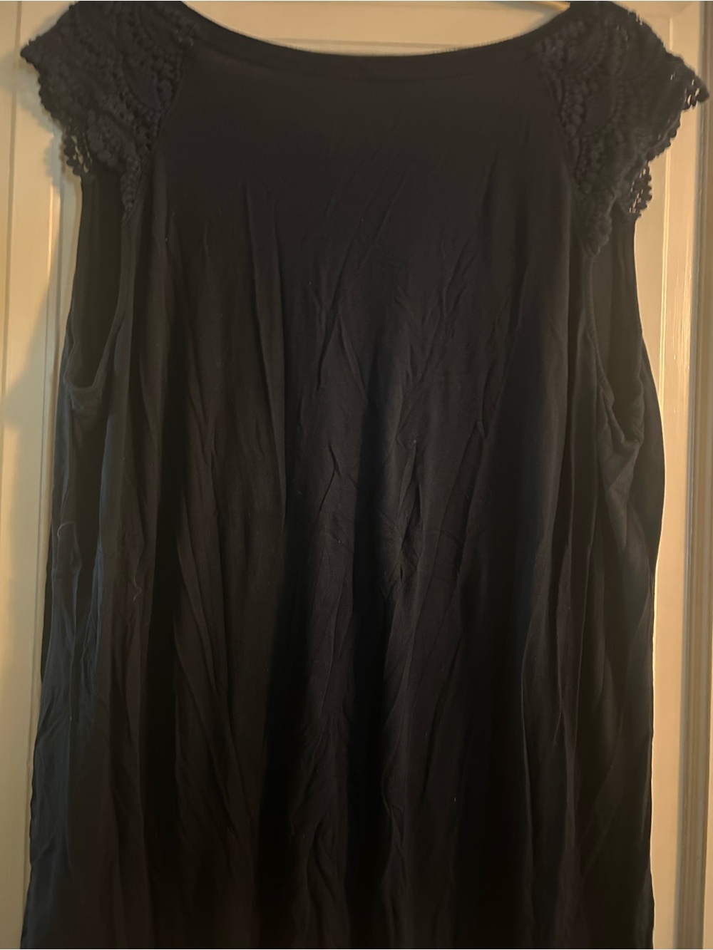 Ava & Viv Black Crochet-Trim V-Neck Women's sleeveless Top - Picture 6 of 7